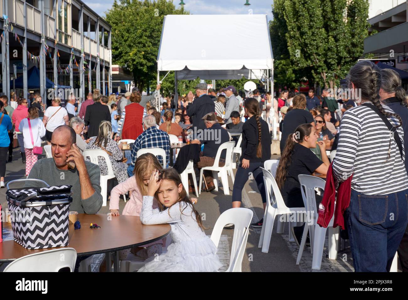 Kyabram Victoria Australia, Pictures of groups of people at the Kyabram Tastes and Tunes street festival. Stock Photo