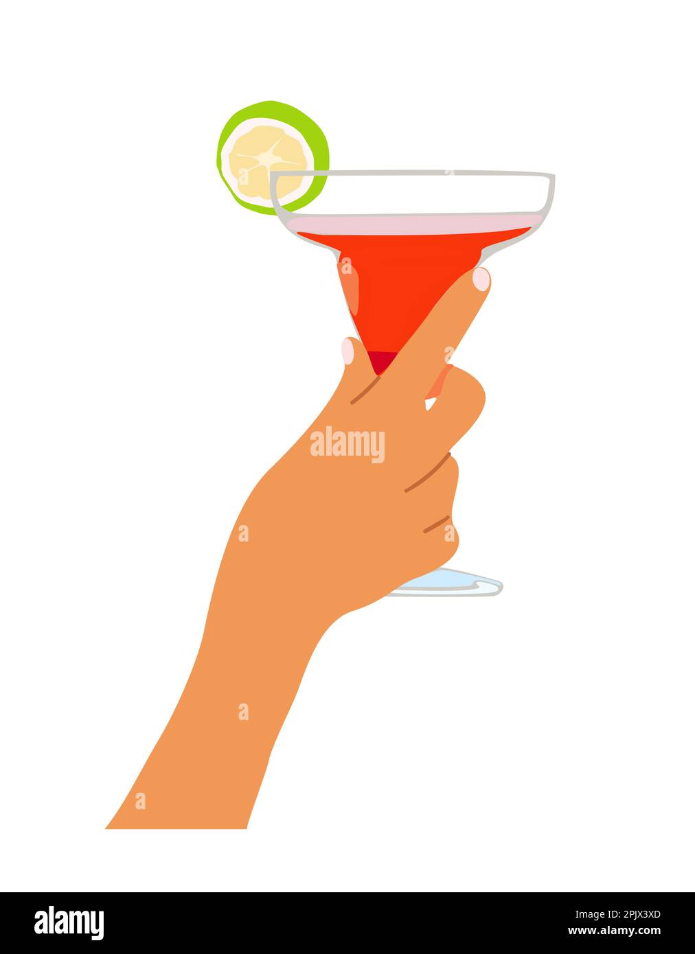 Female hand holding glass of alcohol cocktail Stock Vector Image & Art ...