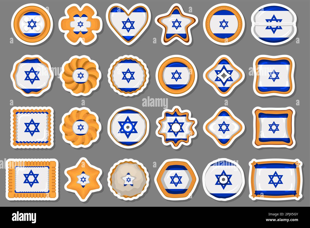 Homemade cookie with flag country Israel in tasty biscuit, cookie consist of sign flag country Israel on natural biscuit, fresh biscuit cookie with fl Stock Vector