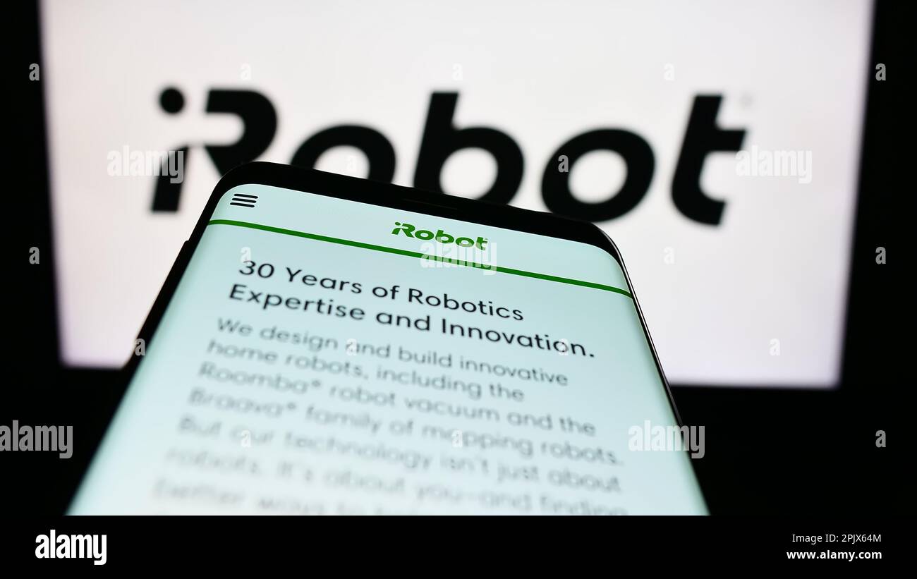 Mobile phone with website of US technology company iRobot Corporation