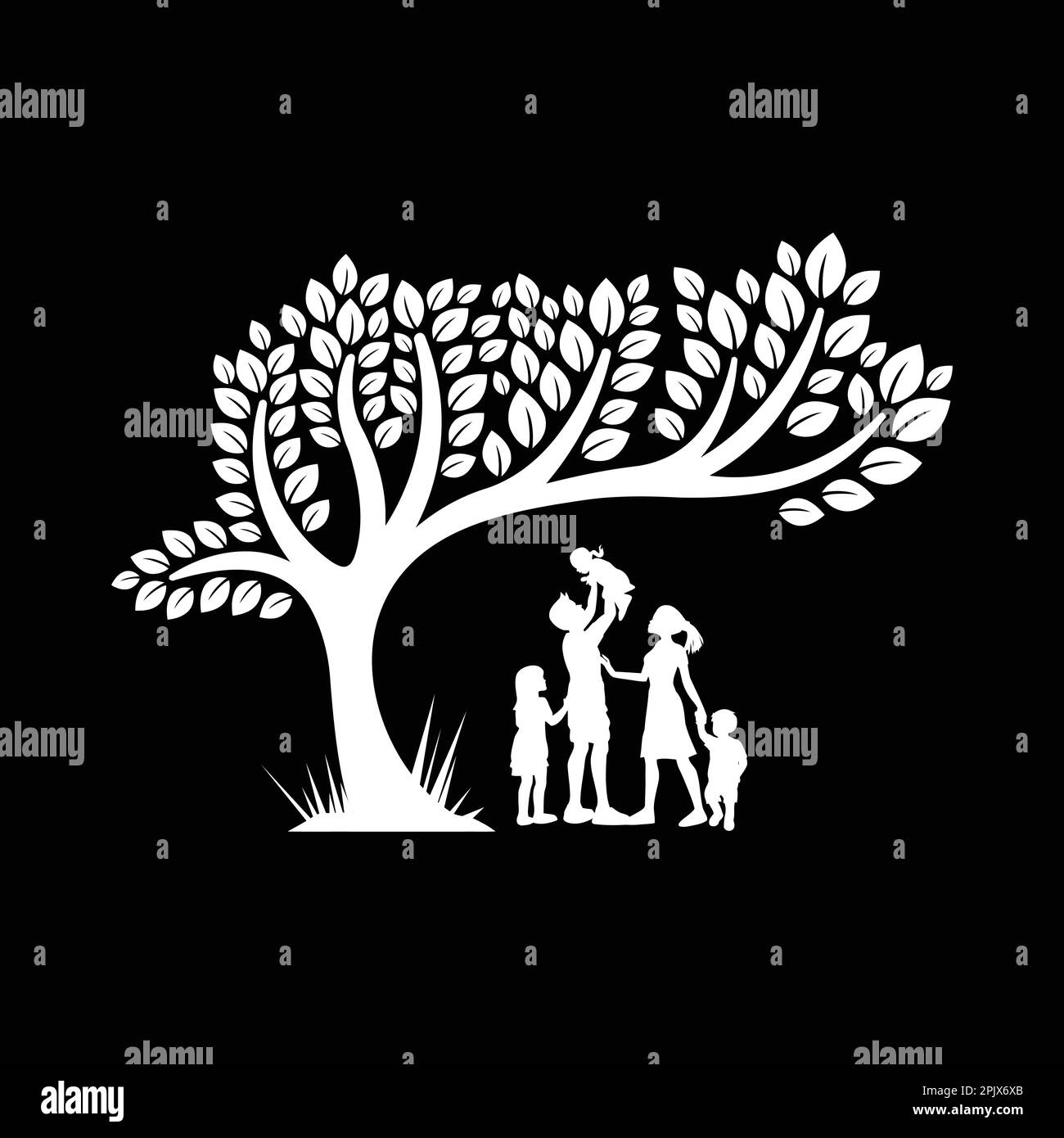 Parents with child silhouette Family in nature icon logo Stock Vector