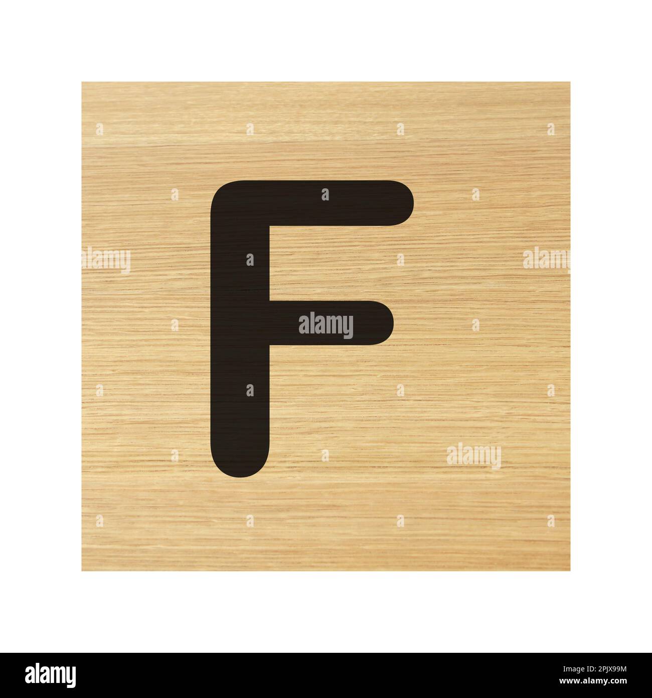 Capital F wood block on white with clipping path Stock Photo - Alamy