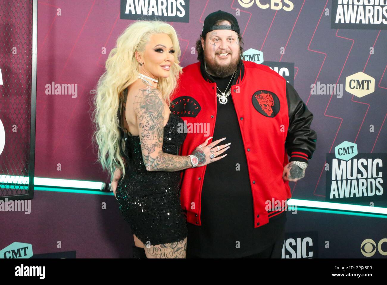 Bunny Xo, Jelly Roll attends the 2023 CMT Music Awards at Moody Center