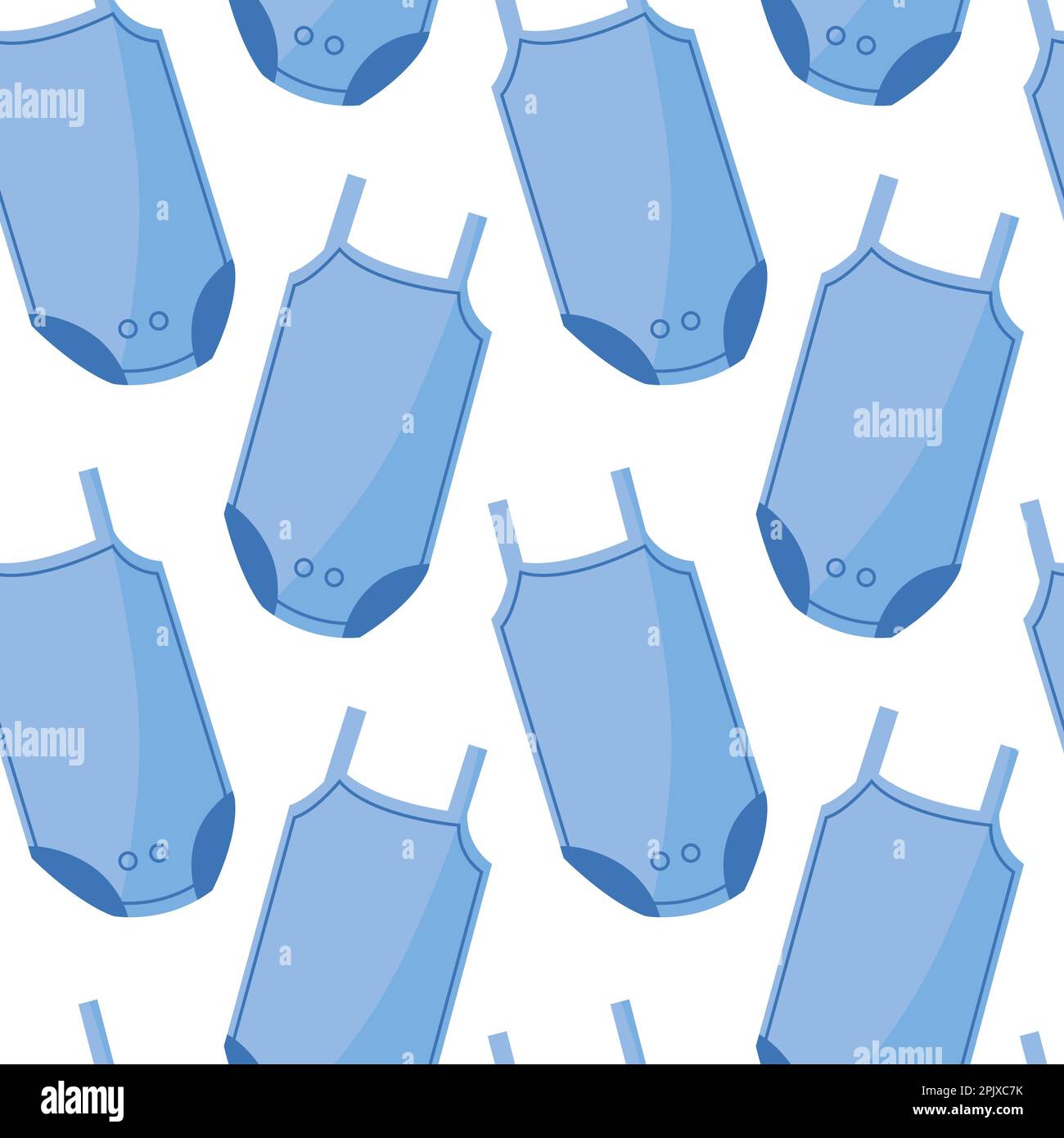 Baby bodysuits seamless pattern blue color. Newborn and toddler clothing pattern. Stock Vector