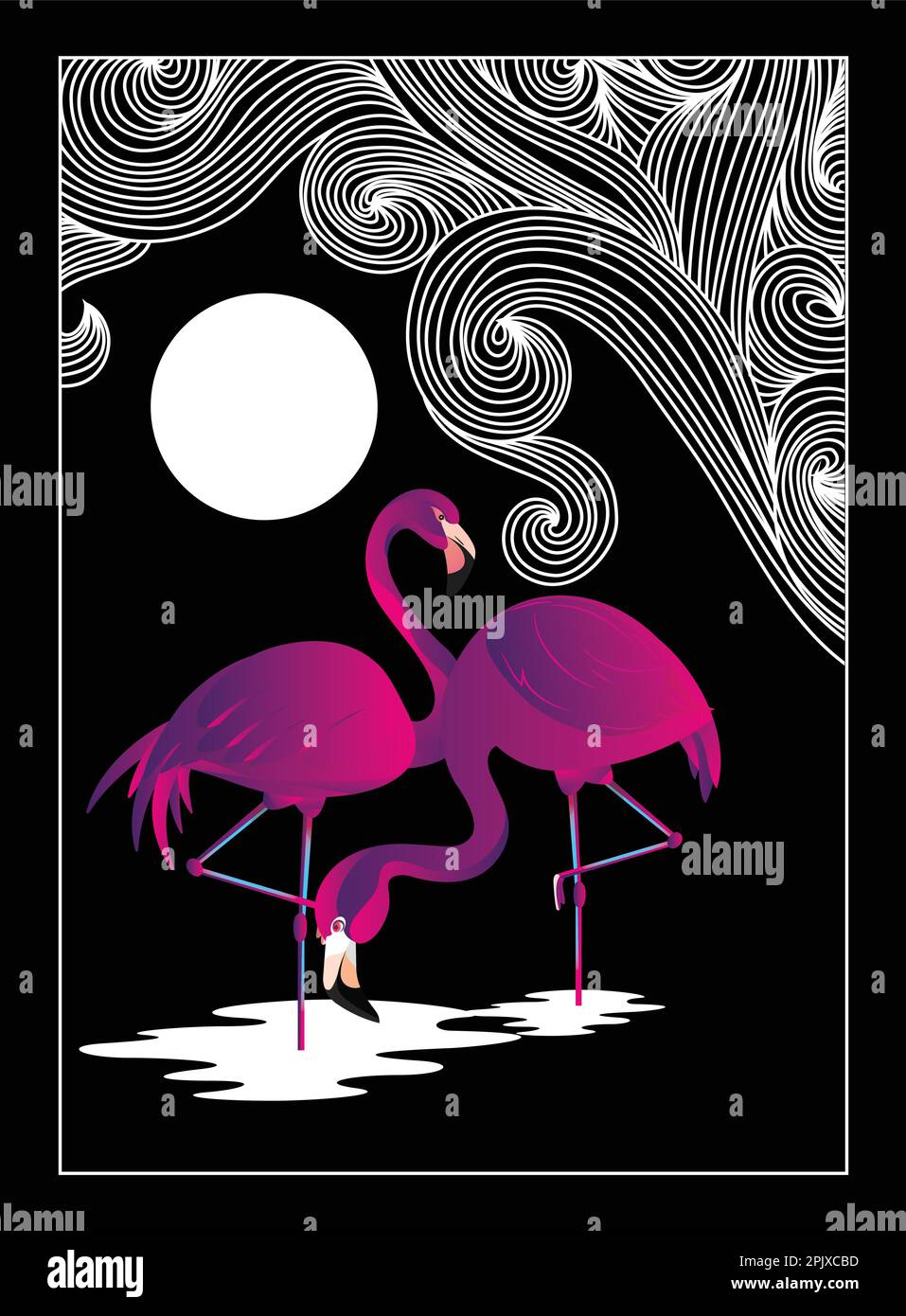 flamingo gradient vector painting Stock Vector
