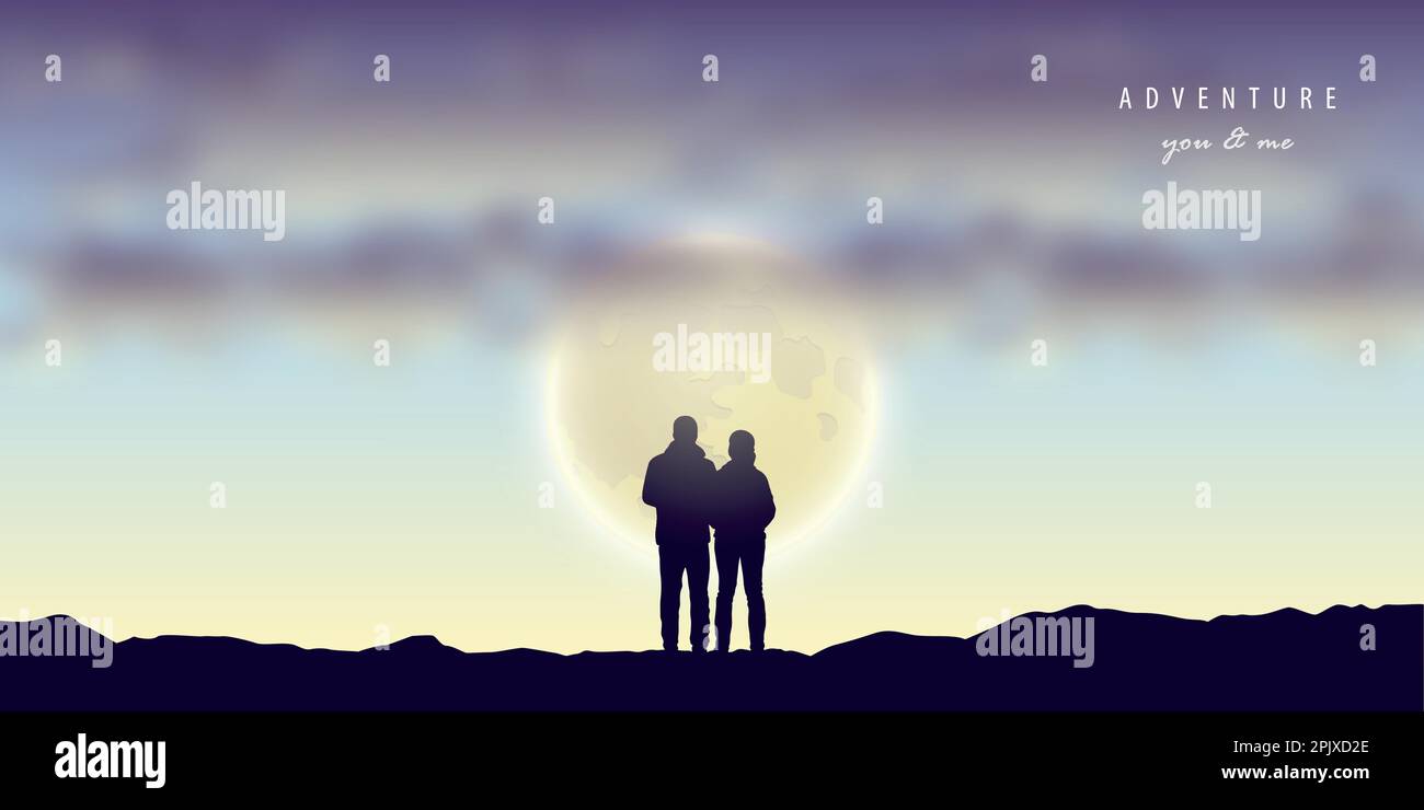 Silhouette couple full moon hi-res stock photography and images - Alamy