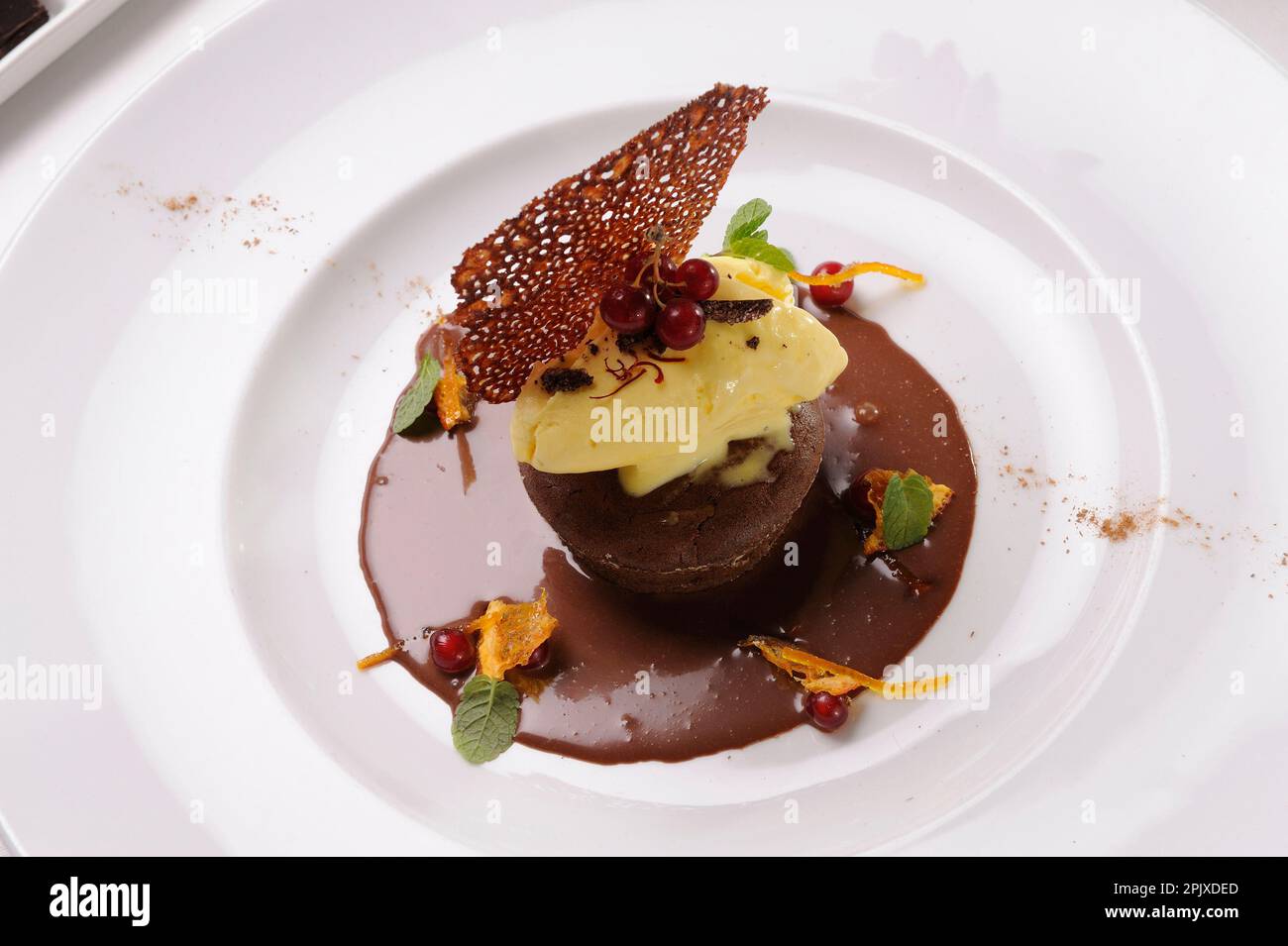 Chocolate ice cream dessert and eggnog cream at the Locanda Don