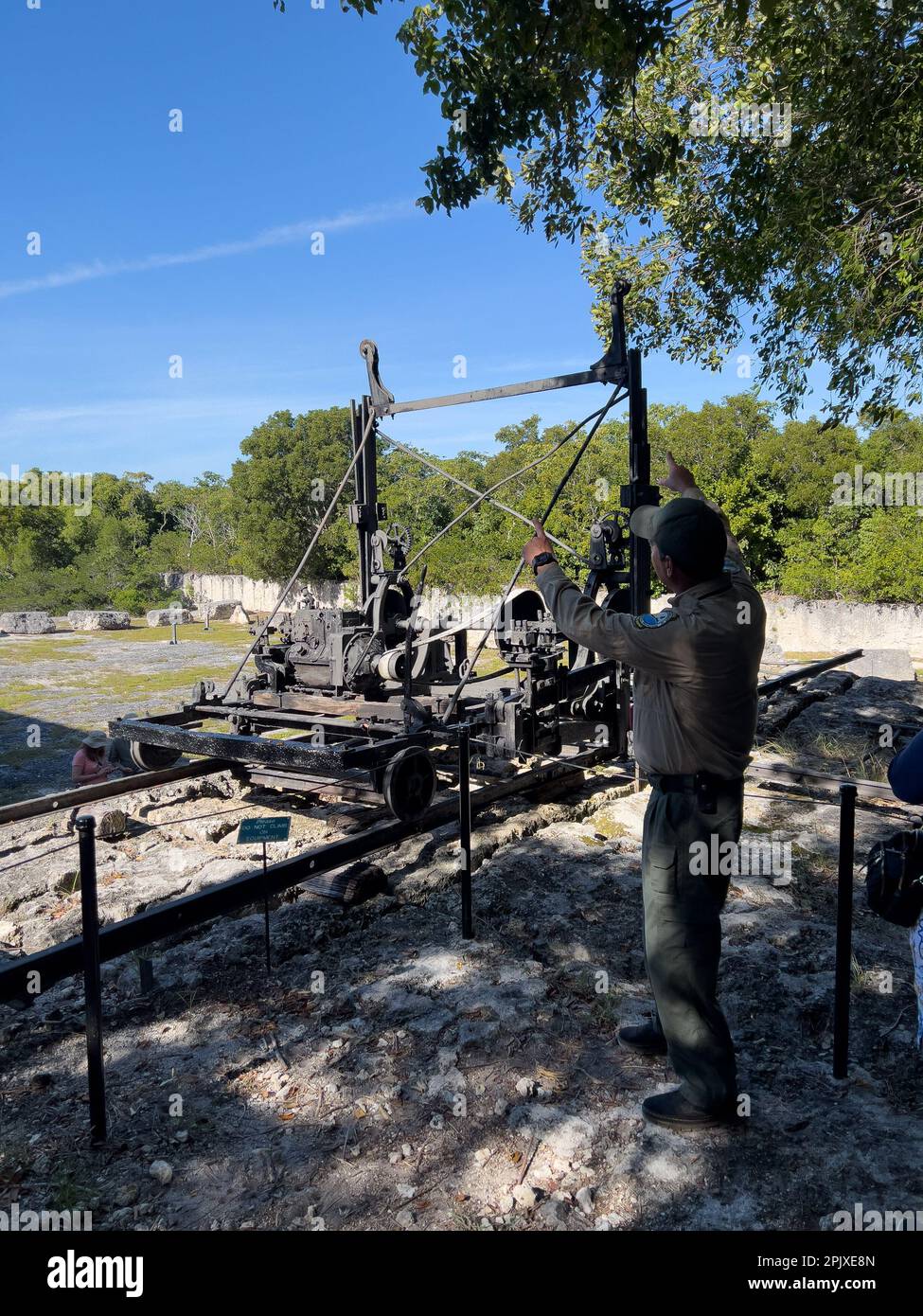 Islamorada, FL USA January 18, 2023 A Florida State Park Ranger guiding a tour at Windley Key