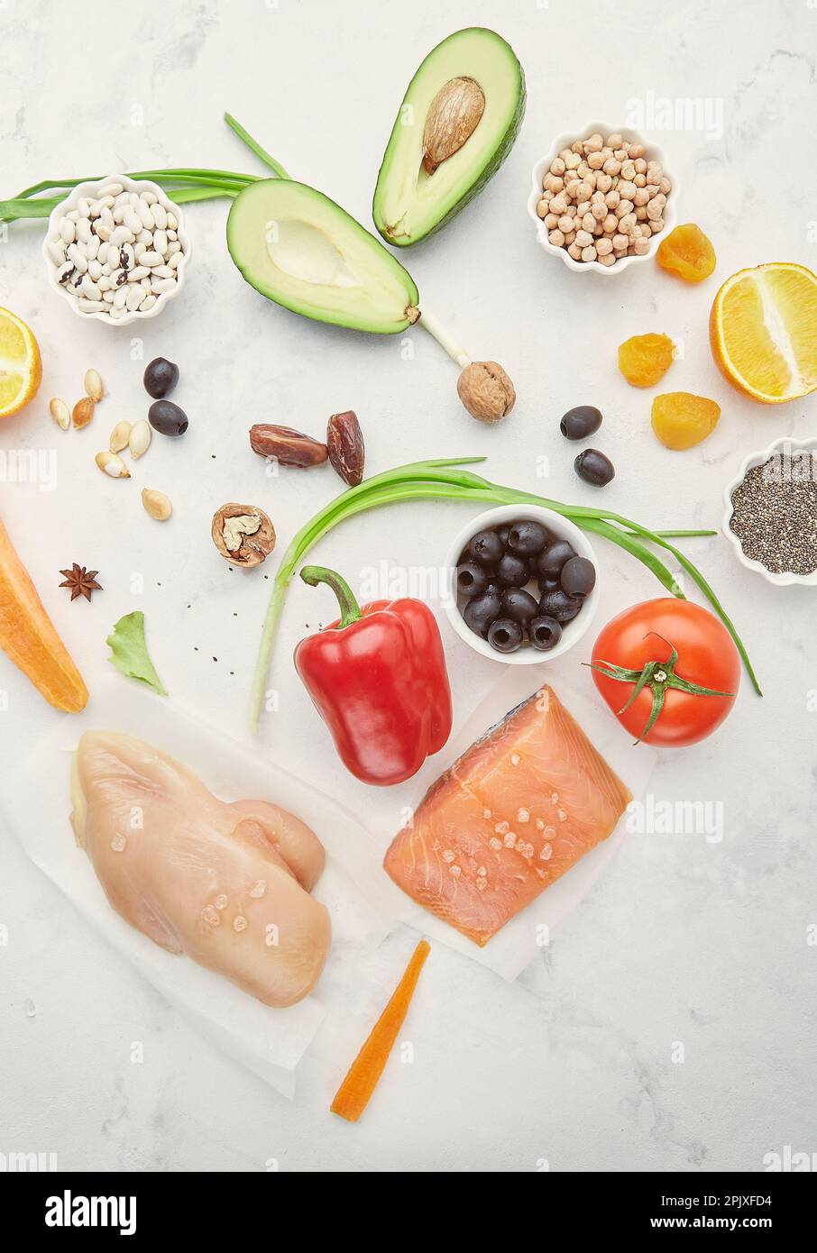 Keto, FODMAP diet food in heart shape. Organic fruits, vegetables