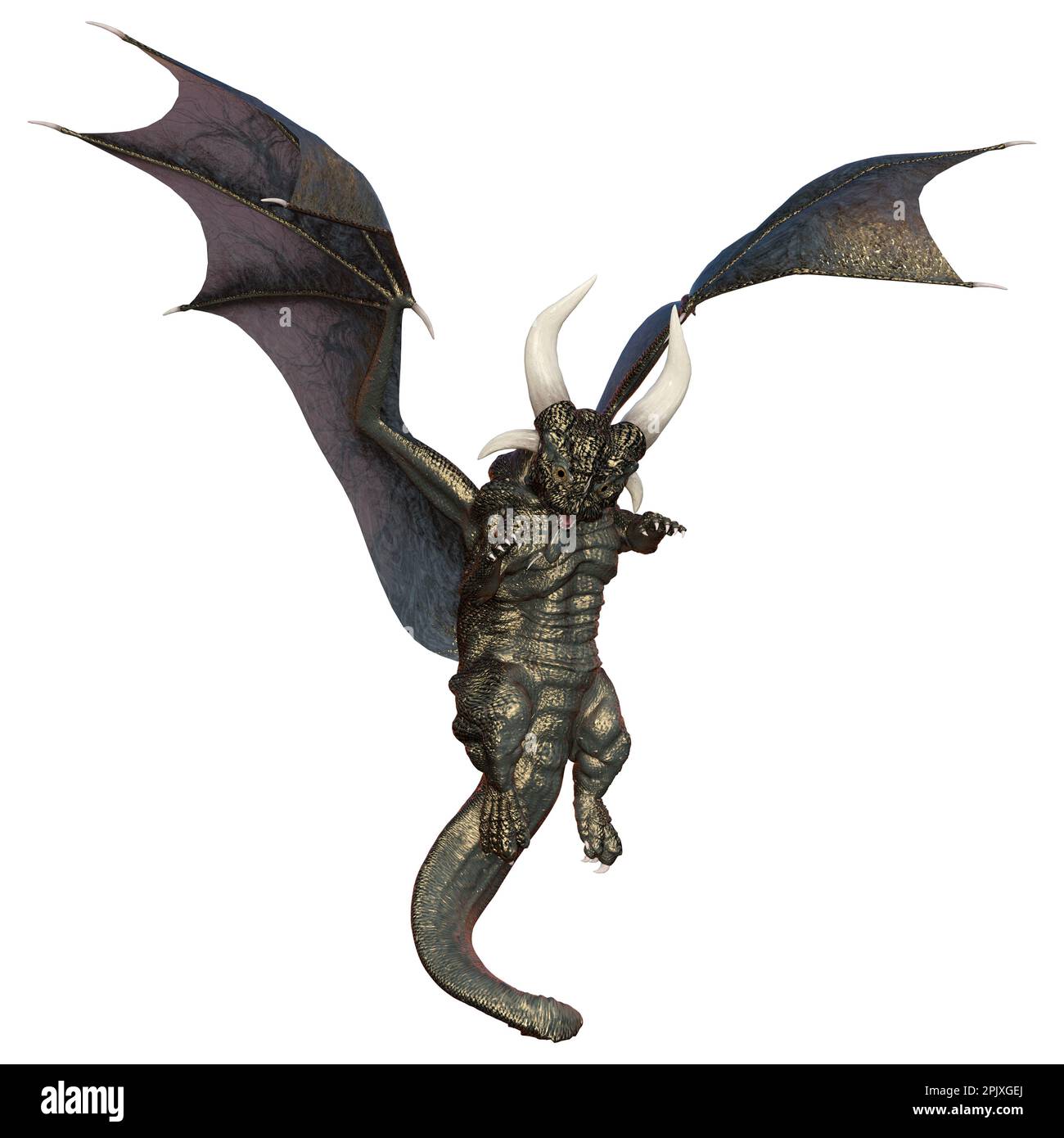 3D rendering of a fantasy dragon isolated on white background Stock ...