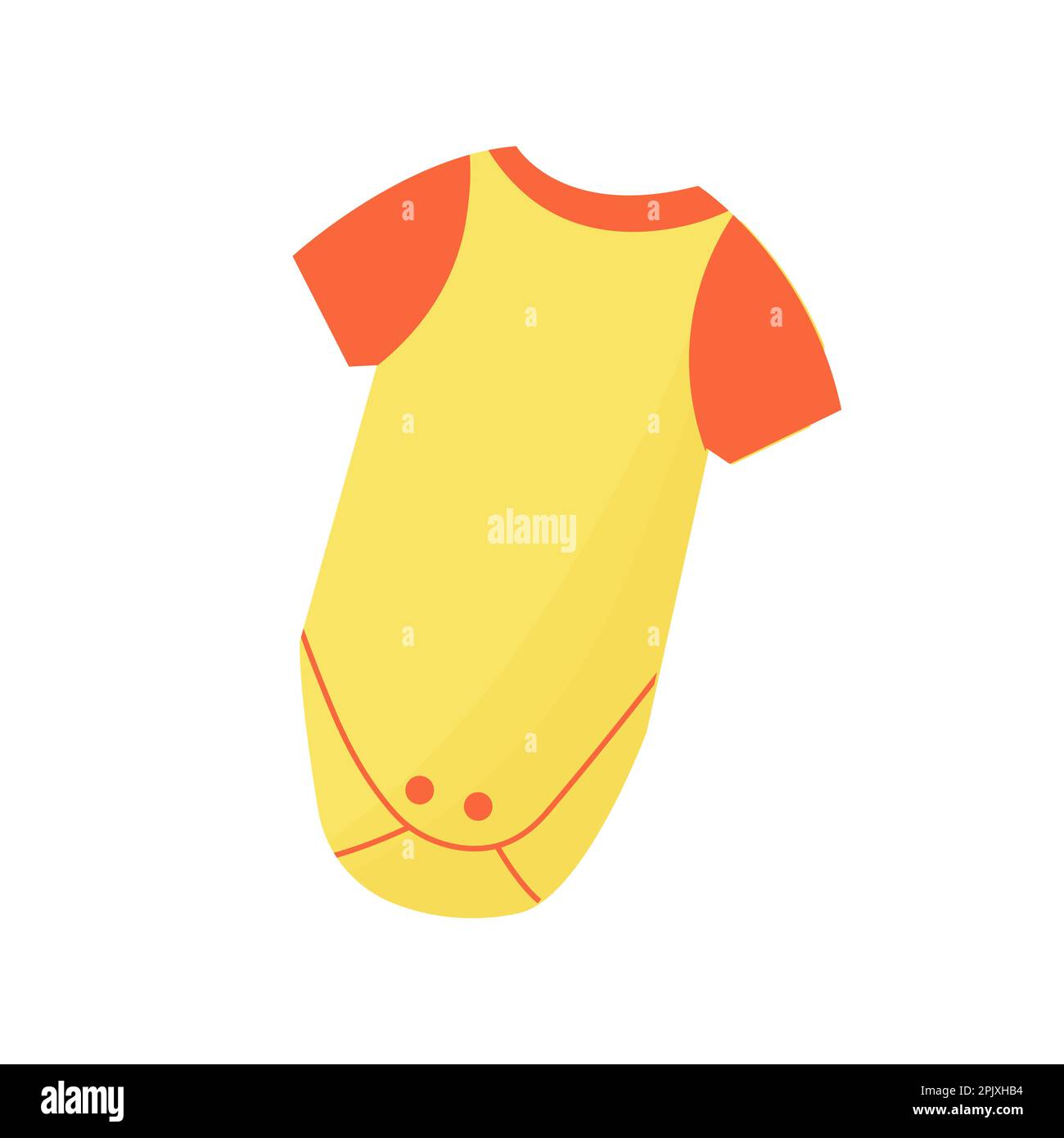 Baby yellow color bodysuit with short sleeves. Bright orange colors