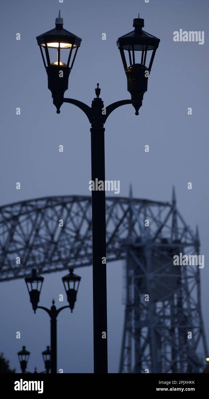 Aerial lift Bridge behind burnt out lamp Stock Photo Alamy