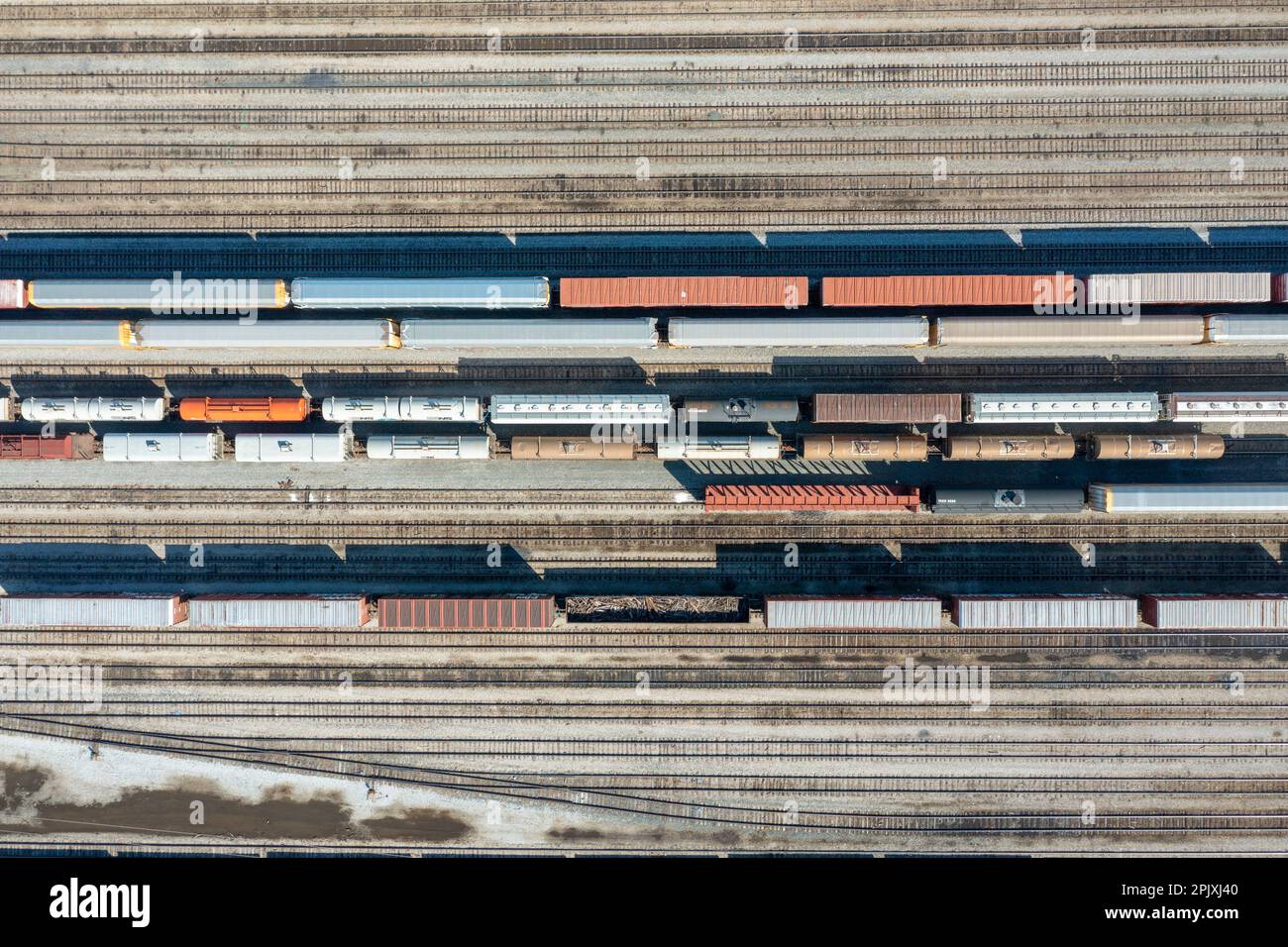 Melvindale, Michigan - Norfolk Southern's Oakwood Yard. About 3,000 rail cars pass through the yard daily, including many auto carriers. The yard is a Stock Photo