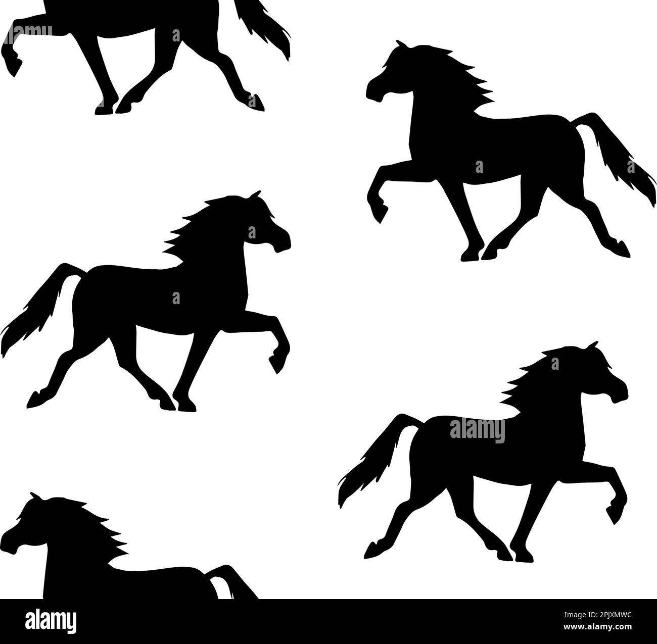 Vector seamless pattern of hand drawn doodle sketch Iceland horse ...