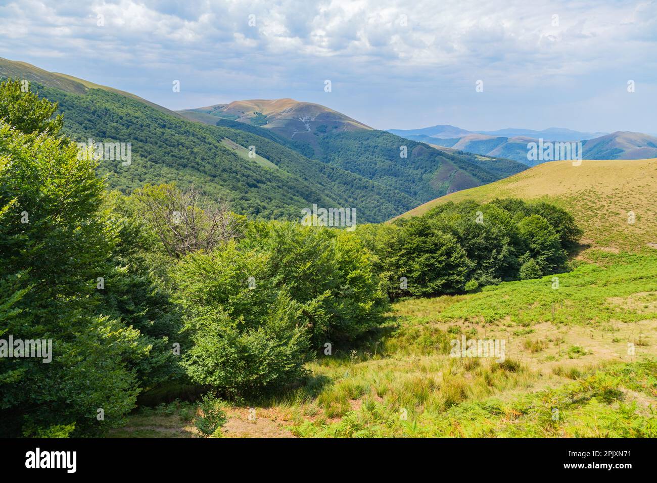 Mountain top view in Basque Country, Spain Stock Photo - Alamy