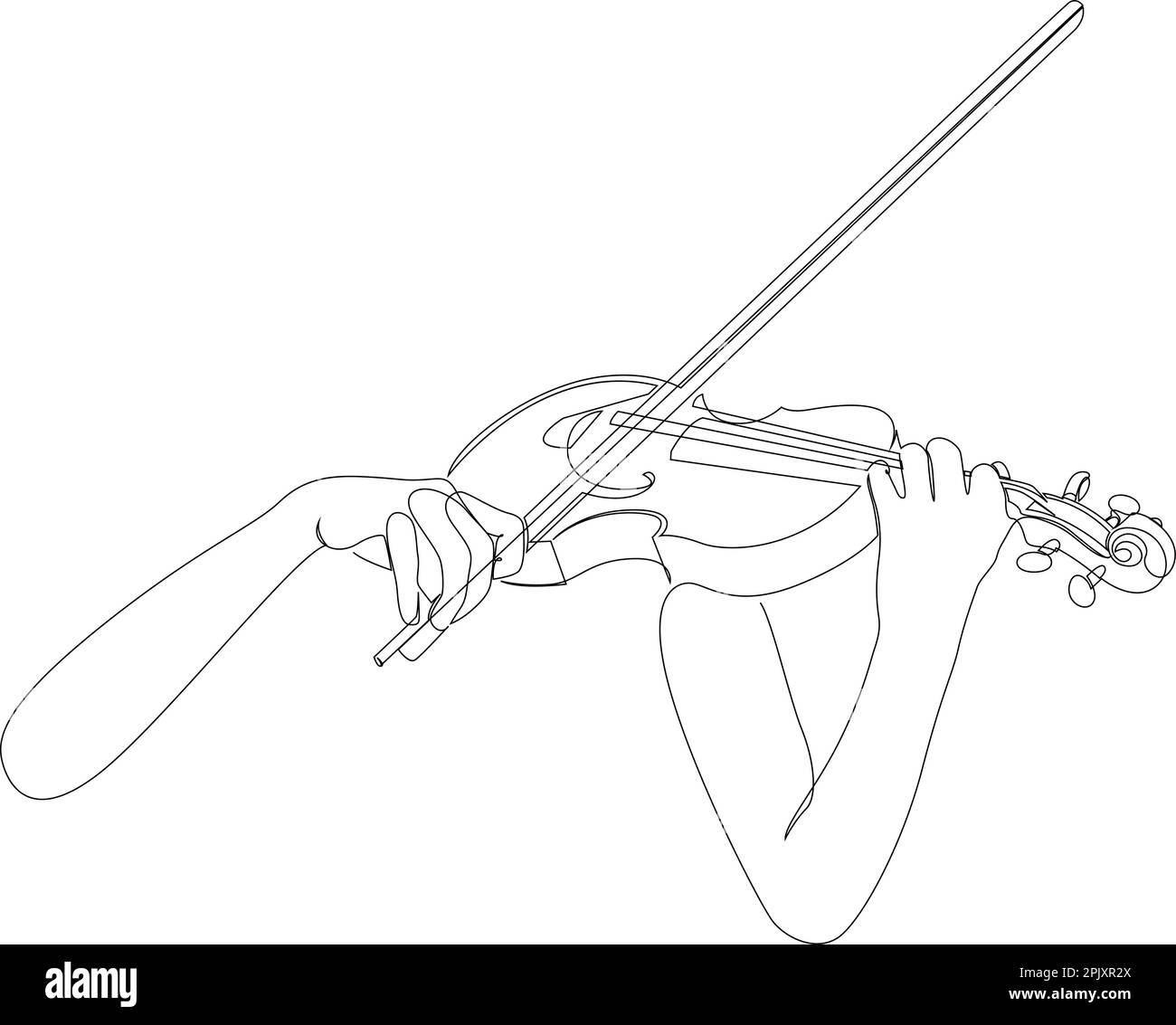 Violinist one continuous line art drawing vector illustration. Abstract