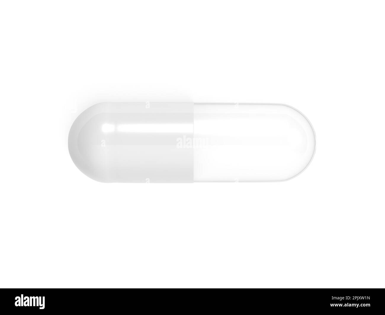 White pill isolated on white background. Glass. 3d illustration. Stock Photo