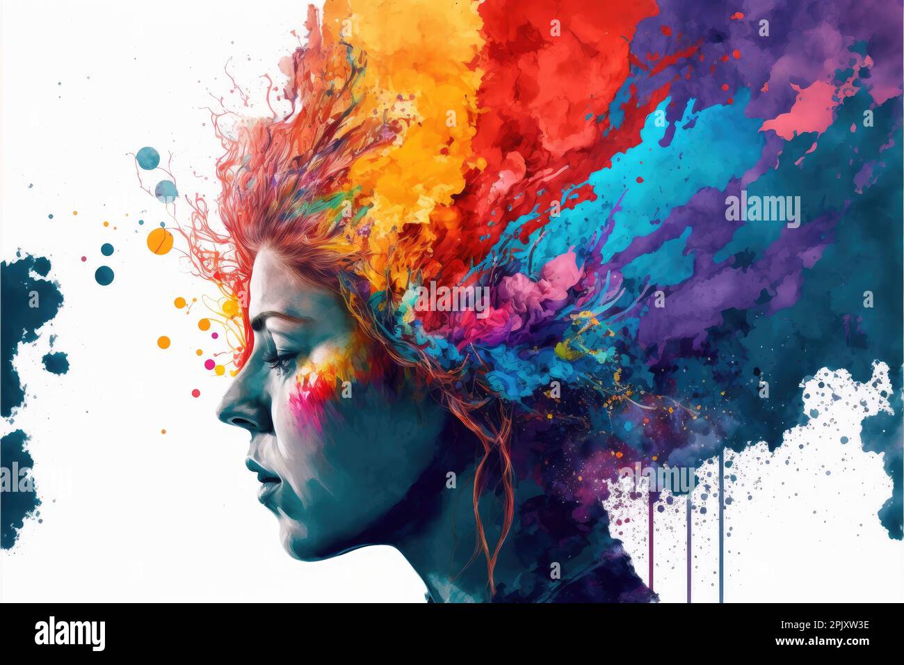 Explosion of colors out of an artist in concept of creative and art ...