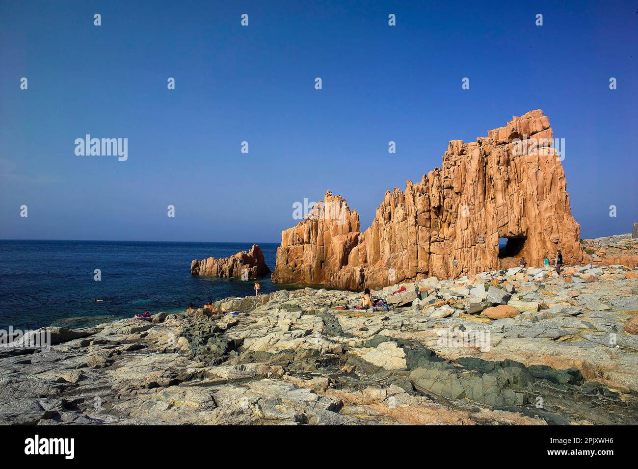 Sardinia Island - Arbatax, Red Rocks, porphyry rocks formation, Golfo di Orosei, Italy, Arbatax: le Rocce Rosse. Ogliastra, Sardegna, Italy Stock Photo