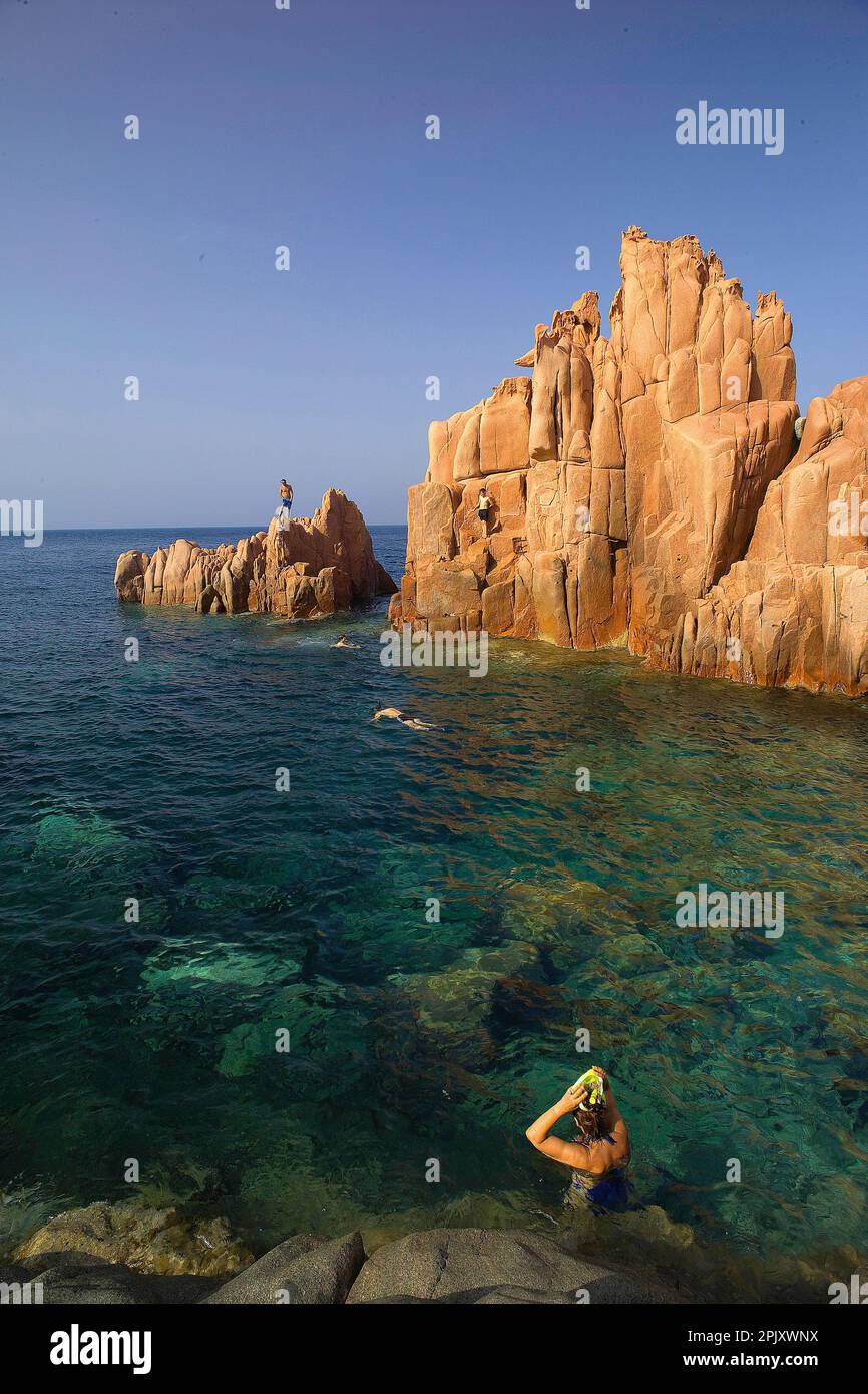Sardinia Island - Arbatax, Red Rocks, porphyry rocks formation, Golfo di Orosei, Italy, Arbatax: le Rocce Rosse. Ogliastra, Sardegna, Italy Stock Photo