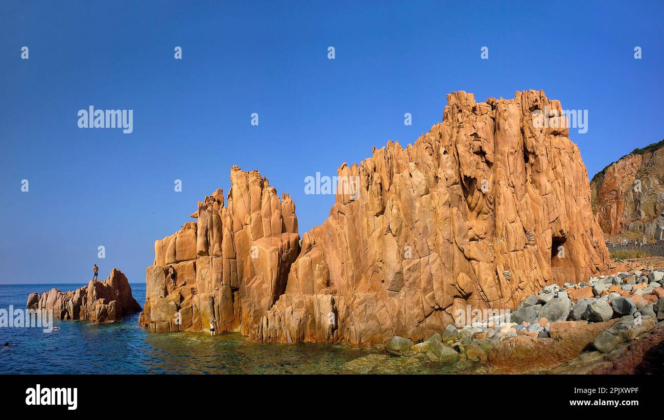 Sardinia Island - Arbatax, Red Rocks, porphyry rocks formation, Golfo di Orosei, Italy, Arbatax: le Rocce Rosse. Ogliastra, Sardegna, Italy Stock Photo