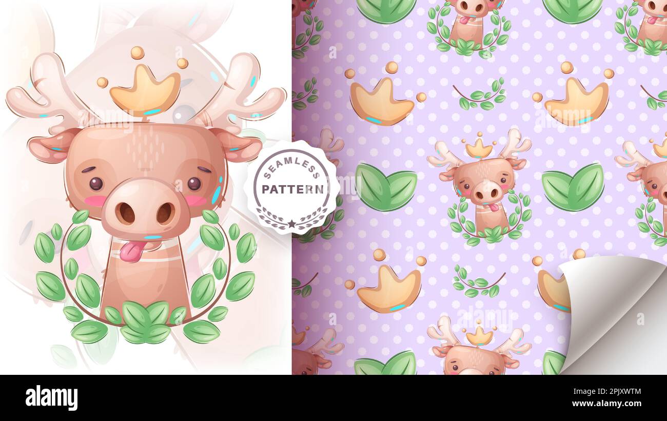 Forest seamless pattern deer hi-res stock photography and images - Alamy