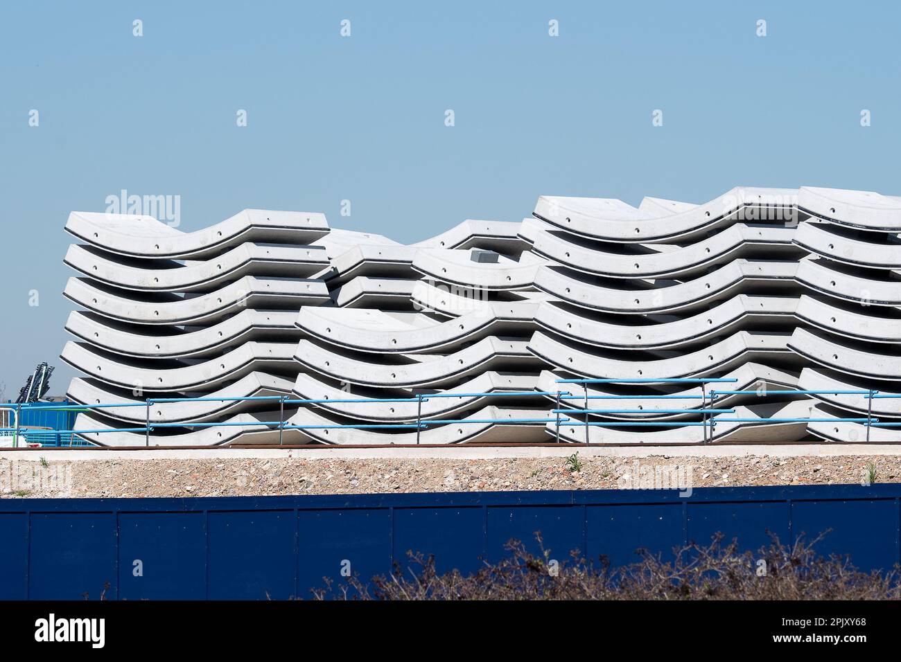 Ruislip, UK. 4th April, 2023. Credit Concrete tunnel segments for the