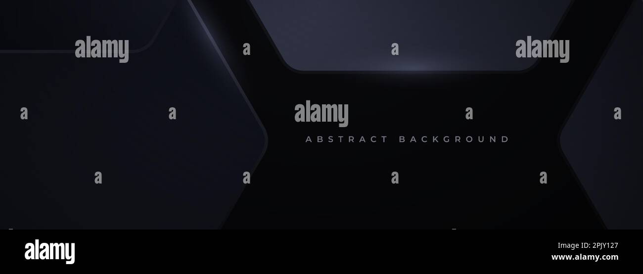 Black 3D vector hexagonal technology wide abstract background. Abstract ...