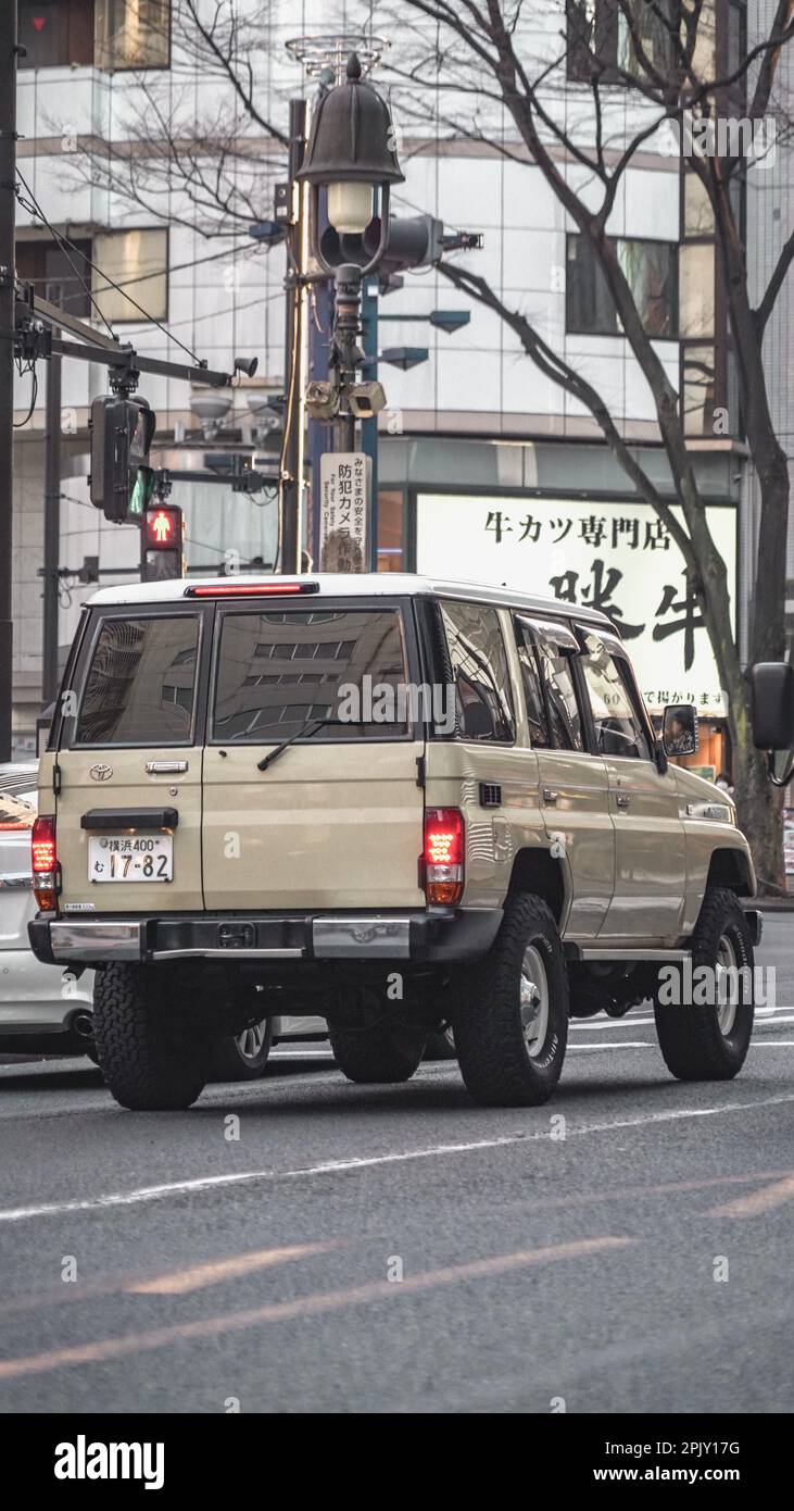 Toyota Land Cruiser classic car SUV on the street in Tokyo, Japan in daylight Stock Photo