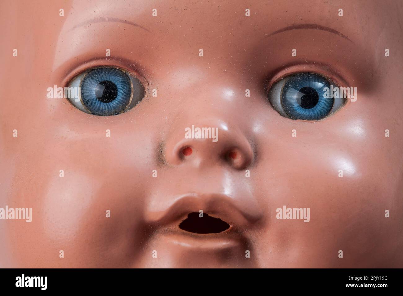 Face of an old doll from the Schildkroet factory, c. 1950, Germany, Europe Stock Photo