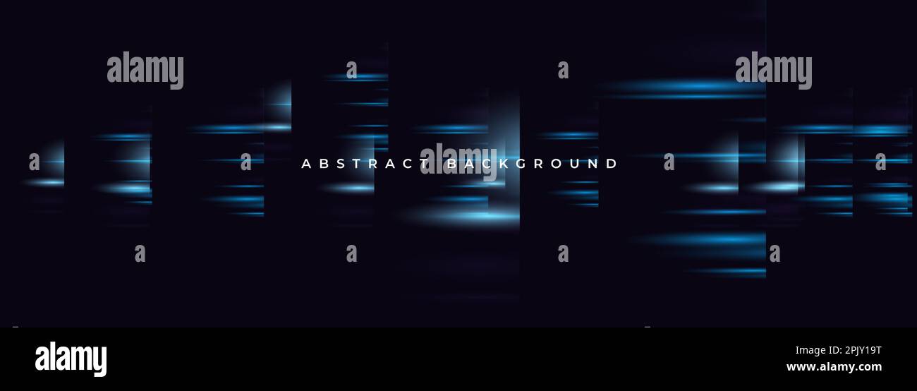 Black wide abstract background with neon blue glowing lights effect ...