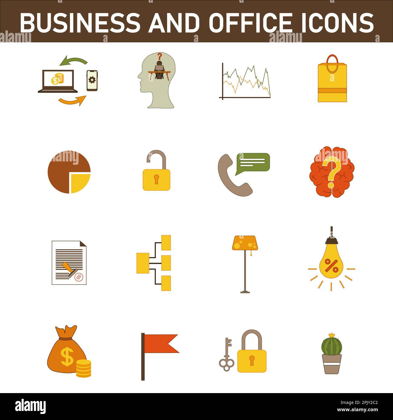 Collection of multi-colored flat icons on the topic: business and ...