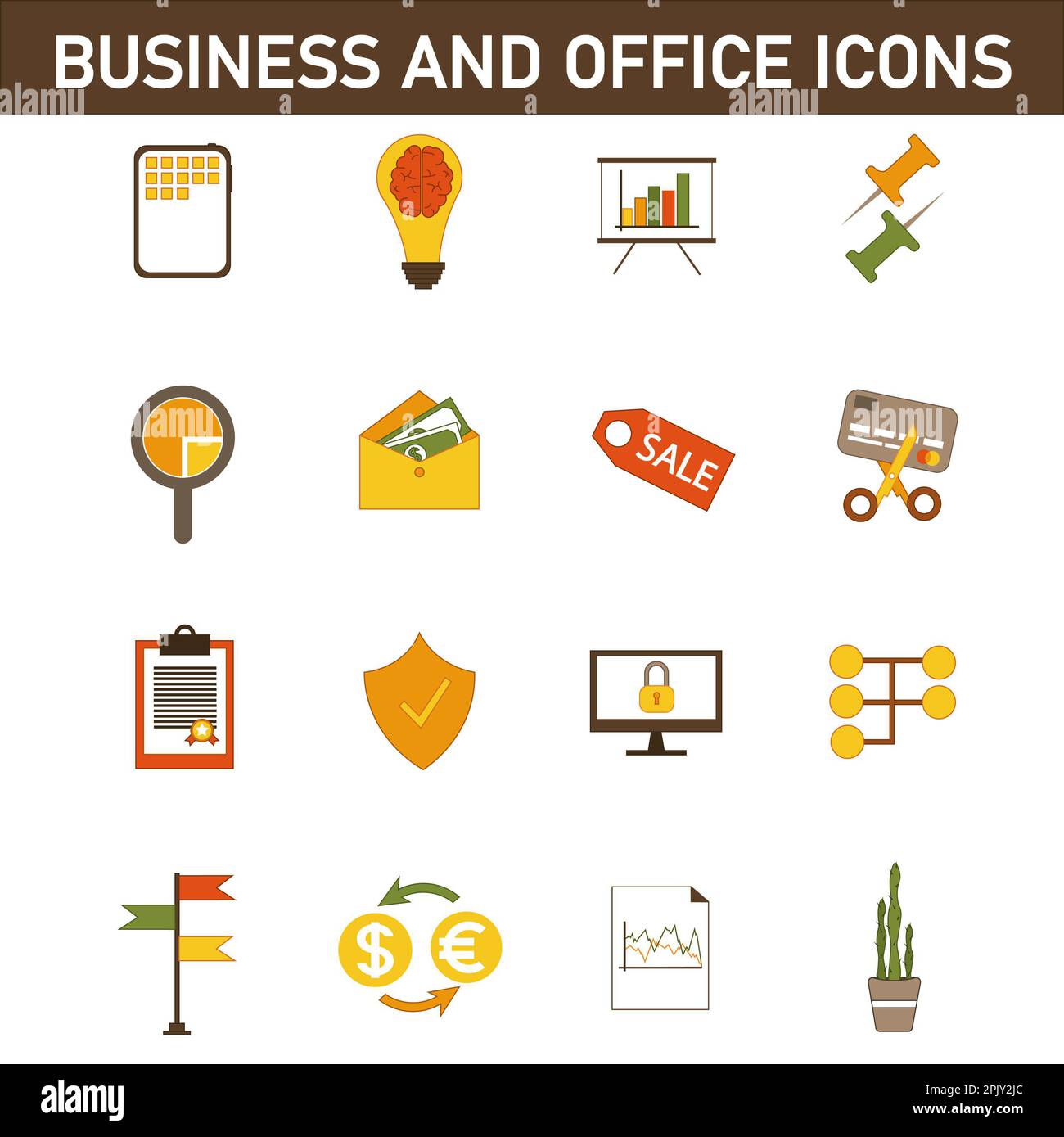 Collection of multi-colored flat icons on the topic: business and ...