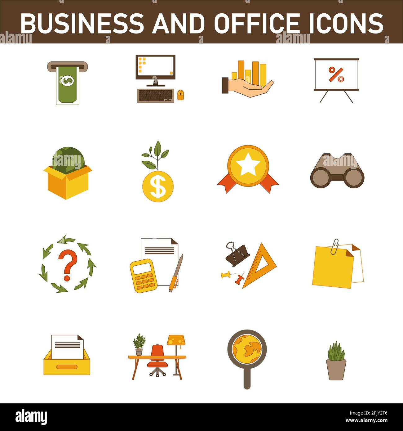 Collection of multi-colored flat icons on the topic: business and ...