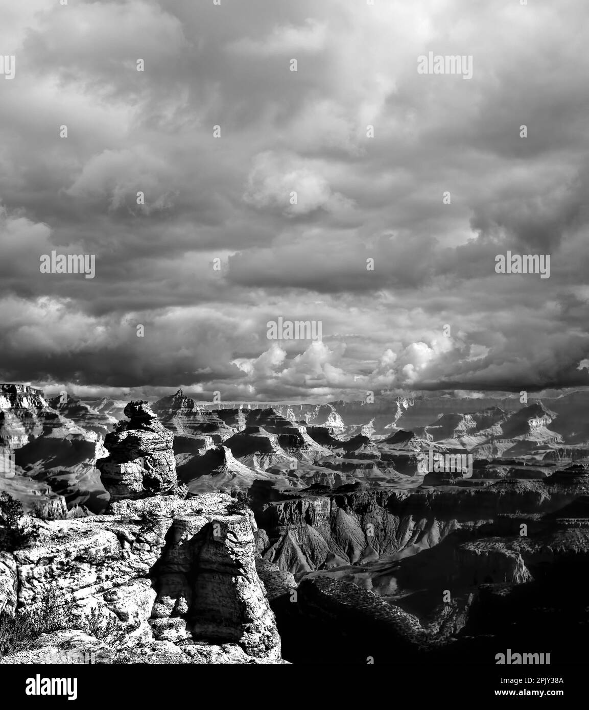 Black and white late afternoon in the Grand Canyon Arizona Stock Photo ...