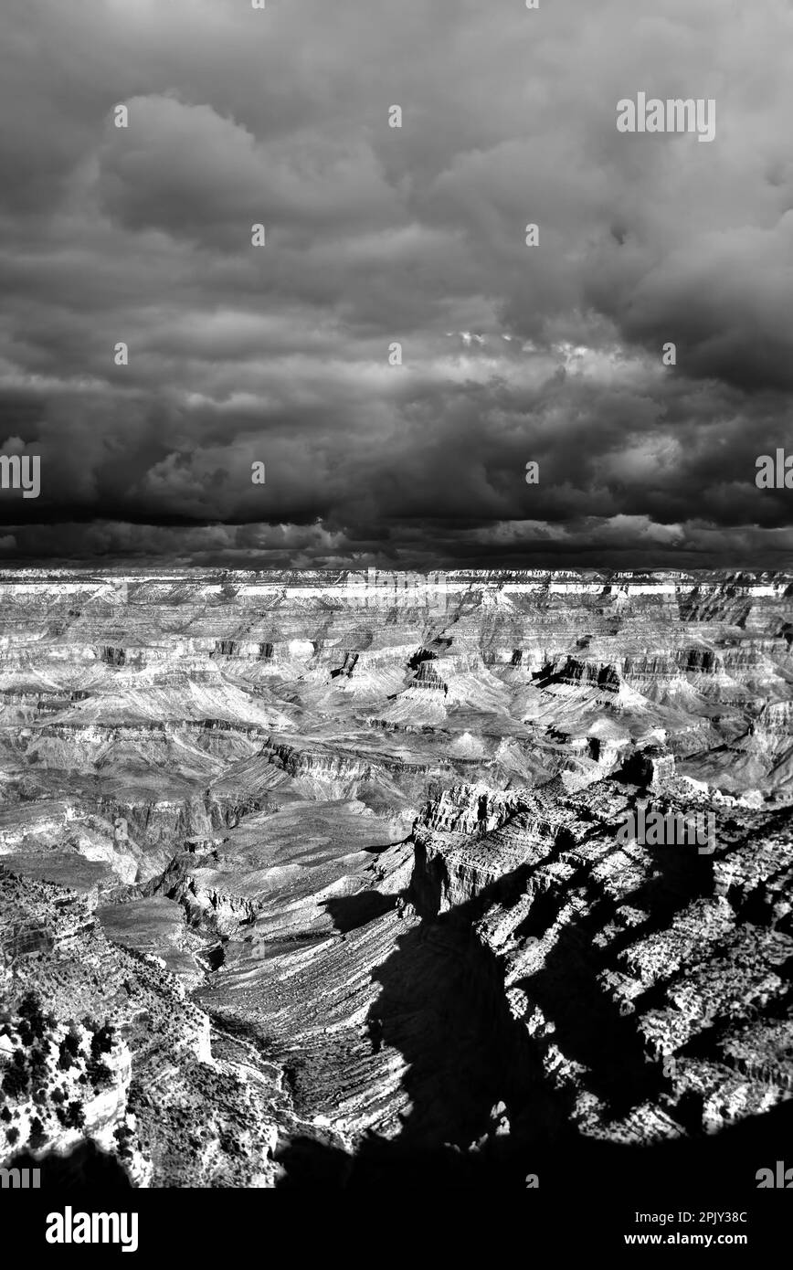 Black and white late afternoon in the Grand Canyon Arizona Stock Photo ...