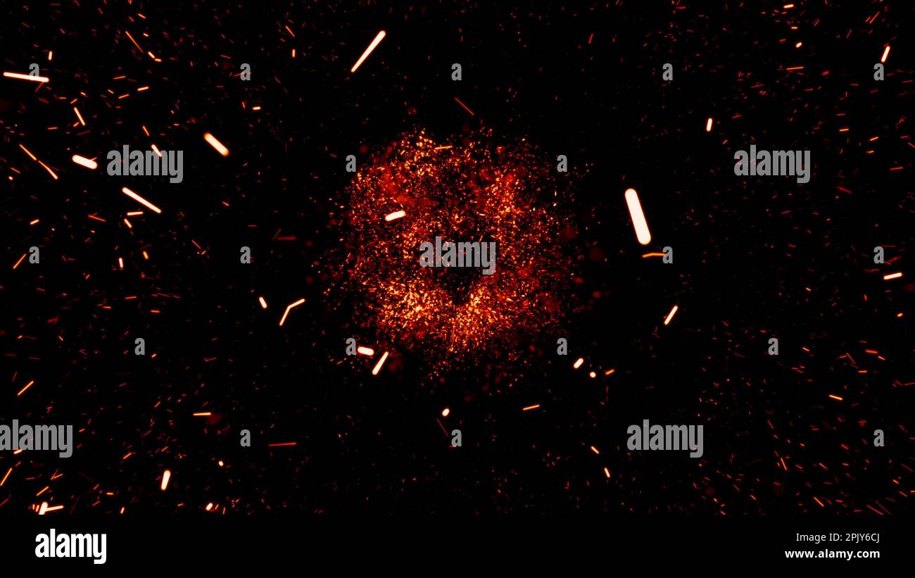 Extremely hot explosion with sparks and hot smoke. explosion. Blaze