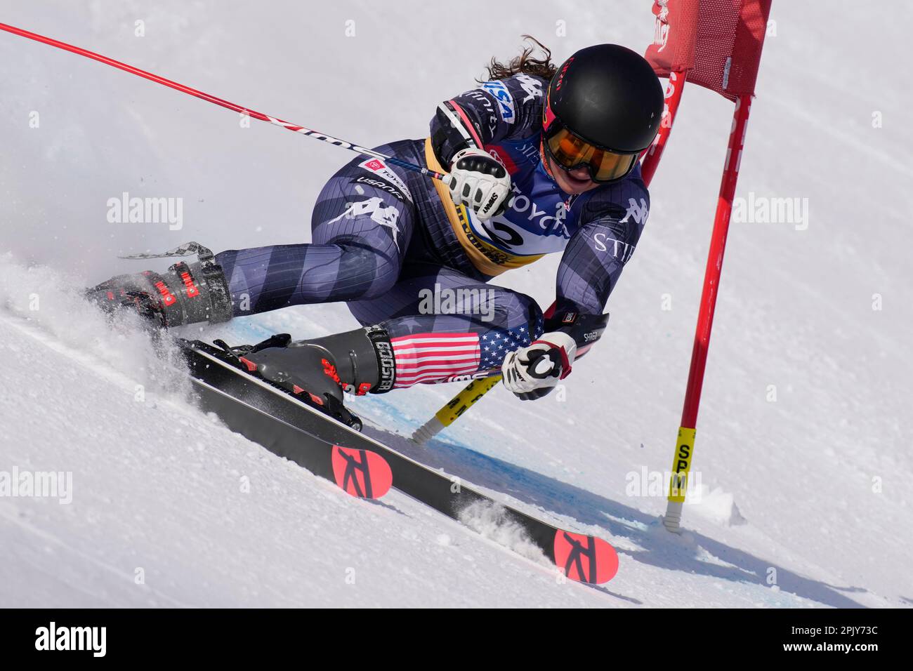 Lauren Macuga competes in the women's giant slalom ski race during the