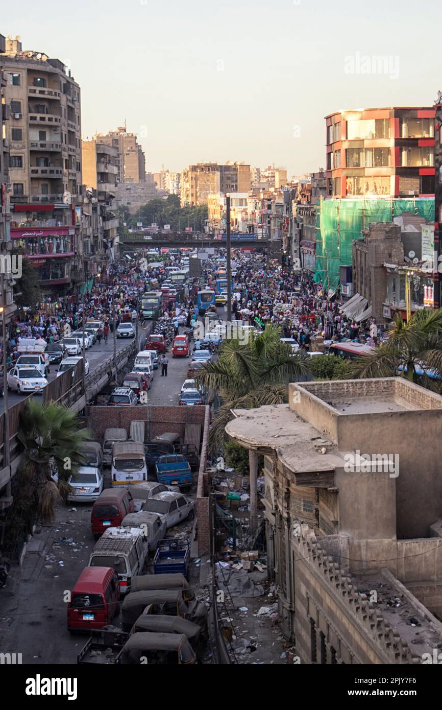 The Cairo city centre at daytime with vendors and traffic. Egypt Stock