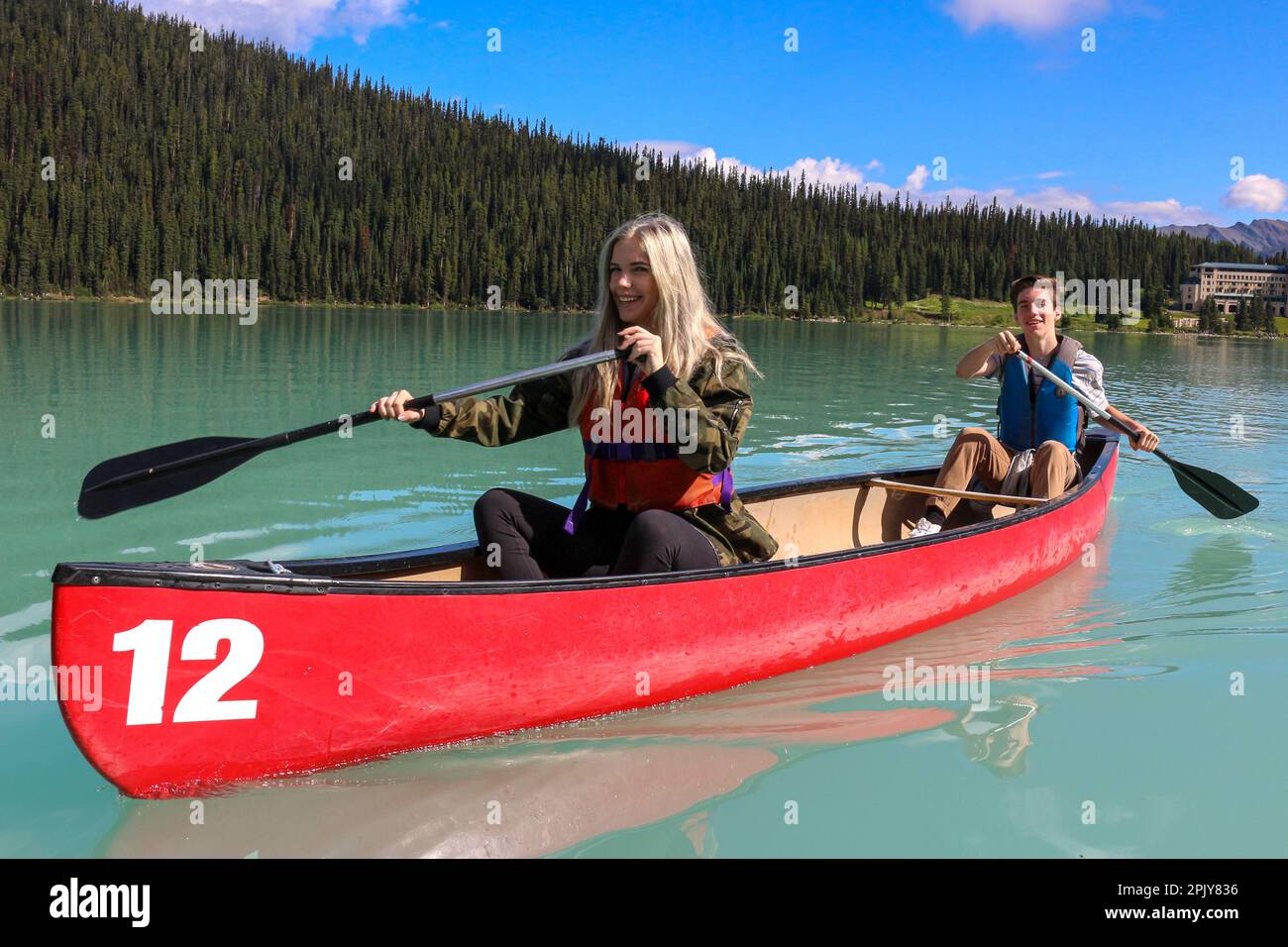 Canoe, Lake Louise Stock Photo Alamy