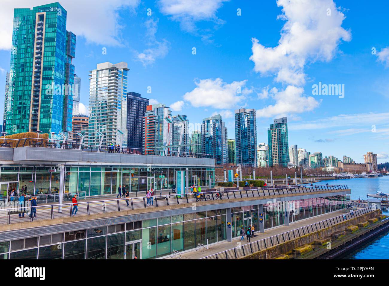Apartment towers along the Coal Harbour waterfront in Vancouver Canada
