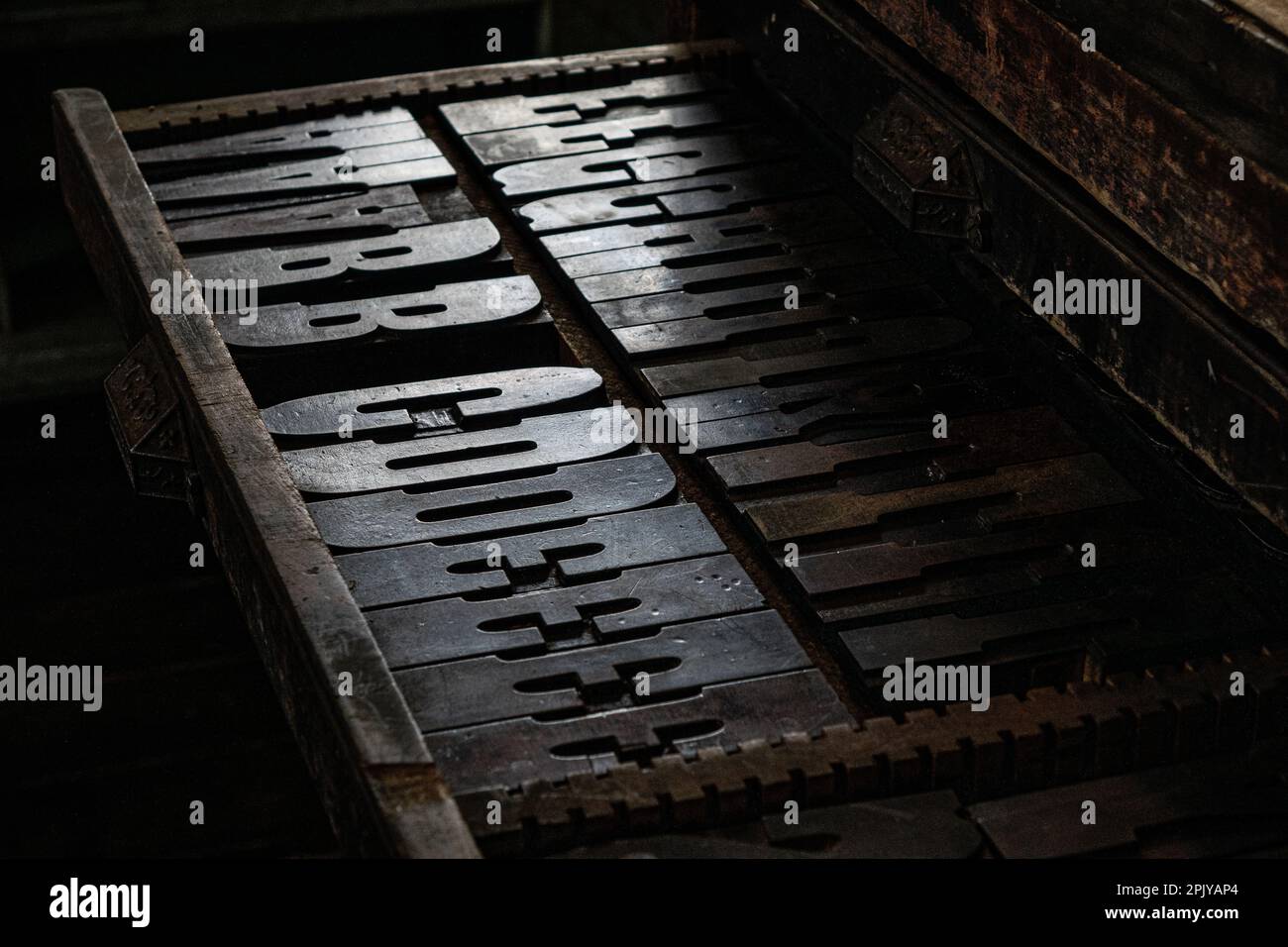 ABCDEF...Printing Press letters Stock Photo