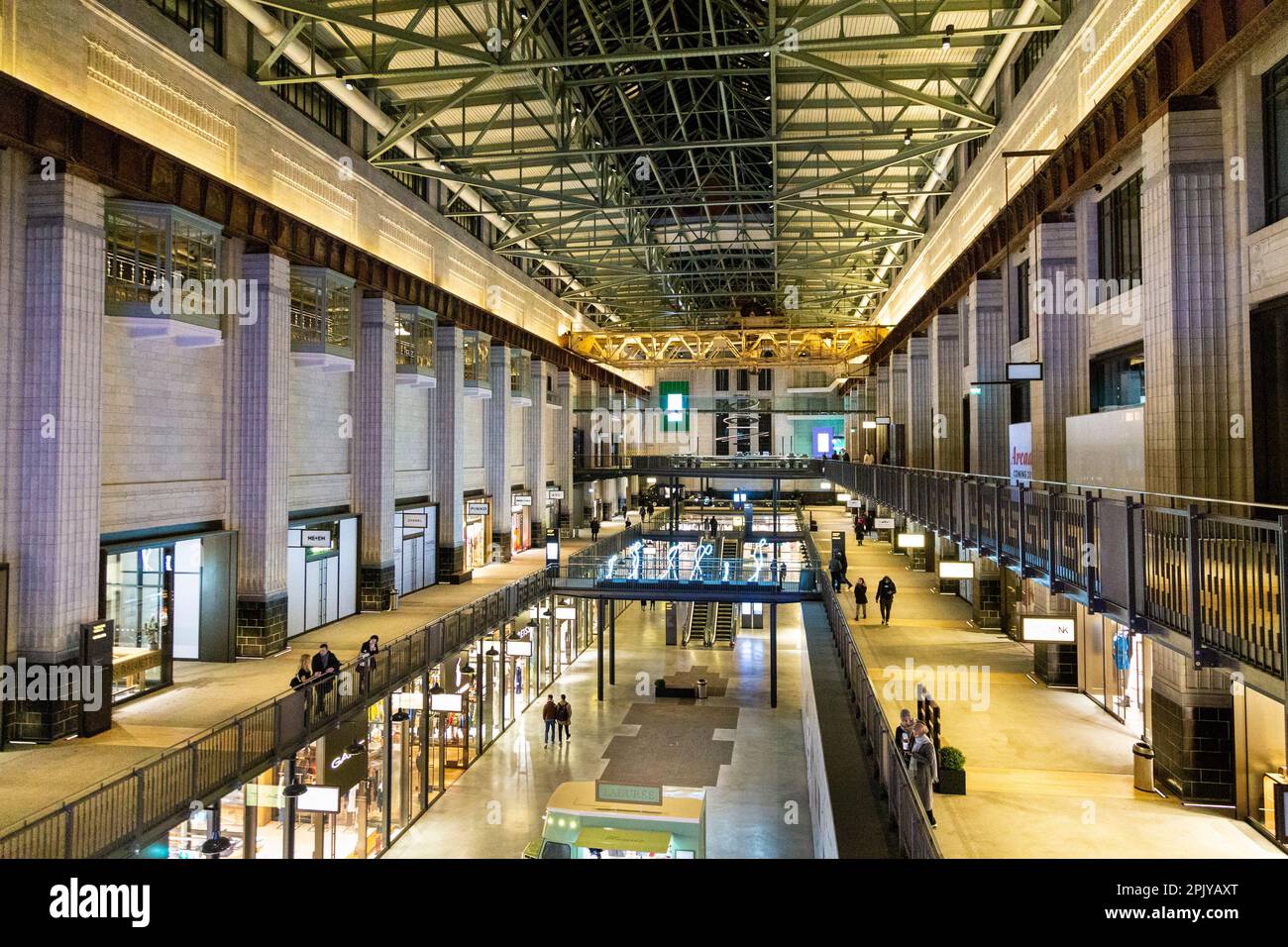 Industrial art deco interior of the Battersea Power Station shopping