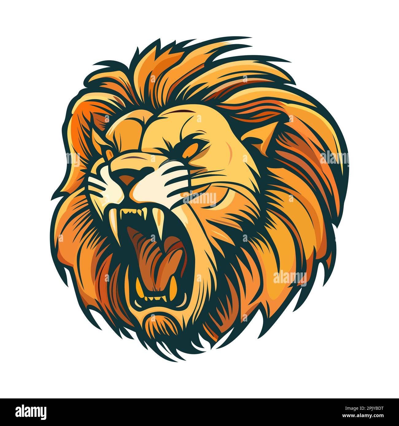 Lion head logo design. Abstract colorful lion head. Evil face of a lion