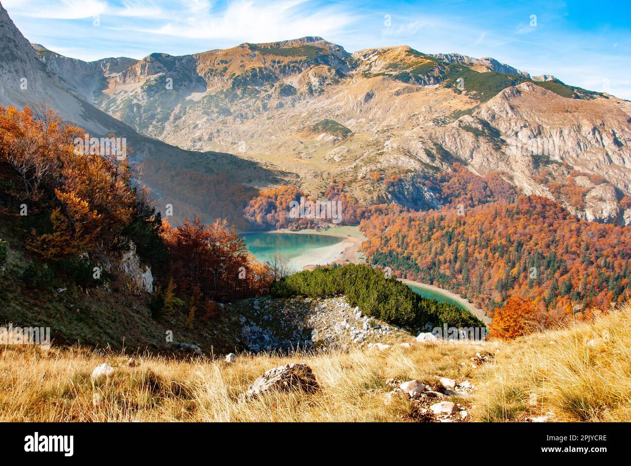 Mountain lake fall scenery Stock Photo