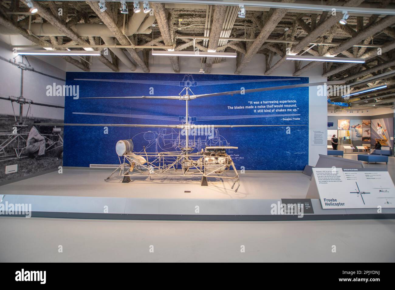 Froebe helicopter at the Royal Aviation Museum of Western Canada in Winnipeg, Manitoba, Canada Stock Photo