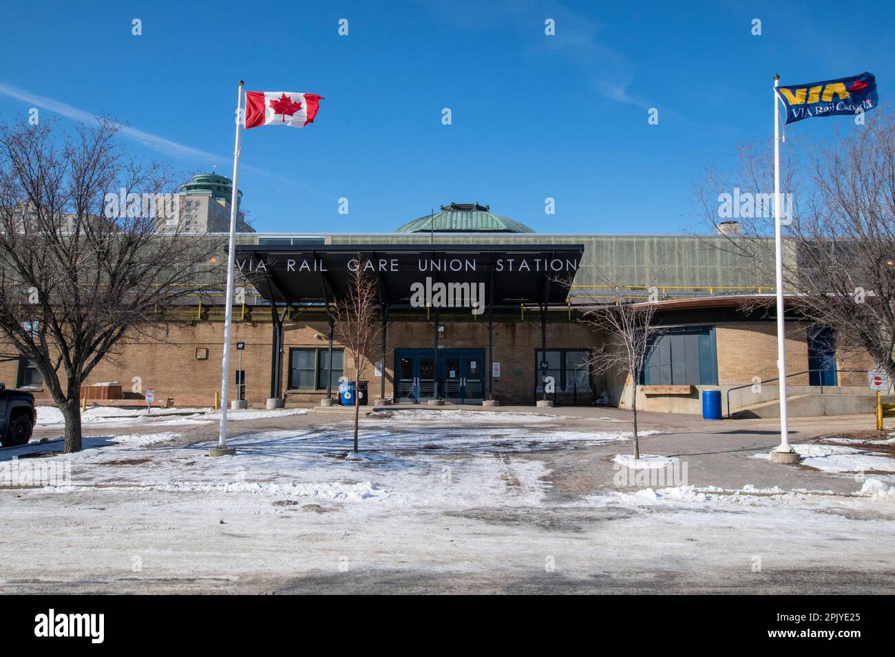 Rear entrance to Union Station in Winnipeg, Manitoba, Canada Stock Photo