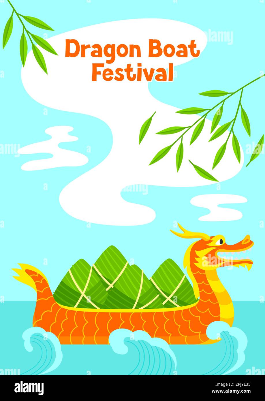 Happy Dragon Boat Festival greeting card. Chinese Duanwu holiday