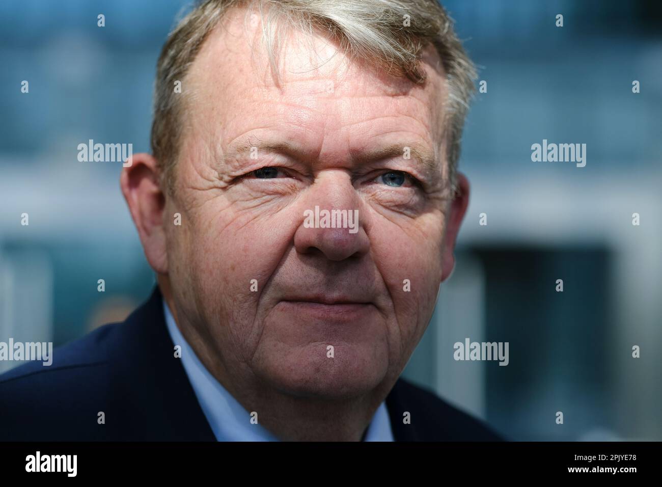 Brussels, Belgium. 04th Apr, 2023. Lars LOKKE RASMUSSEN, Minister of Foreign Affairs arrives to attend in NATO foreign affairs ministers meeting, at the NATO headquarters in Brussels, Belgium on April 4, 2023. Credit: ALEXANDROS MICHAILIDIS/Alamy Live News Stock Photo