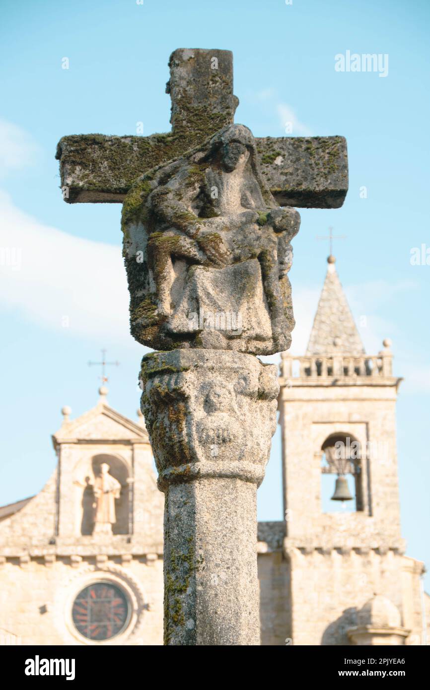 Santo Estevo de Ribas de Sil Church and convent , Ribeira Sacra region, Galicia, Spain, Stock Photo